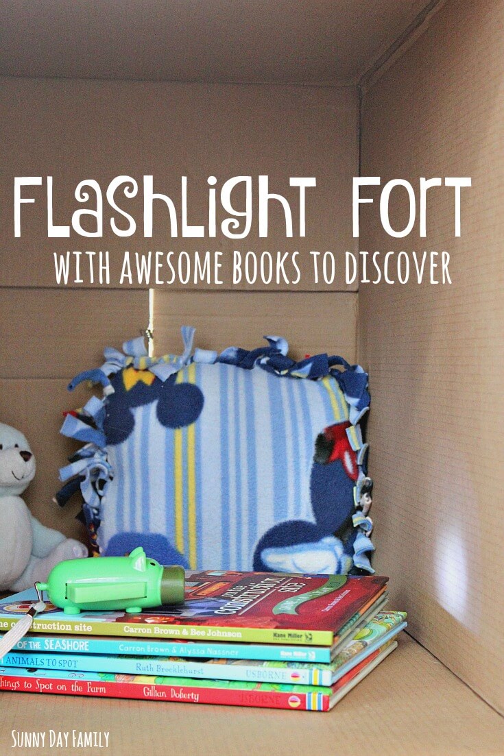 Make an Easy Flashlight Fort with Books to Discover Sunny Day Family