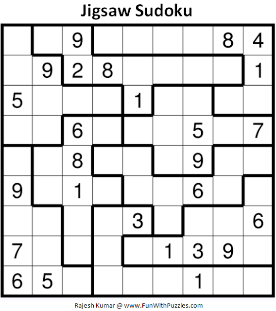 Jigsaw Sudoku Puzzle (Fun With Sudoku #390)