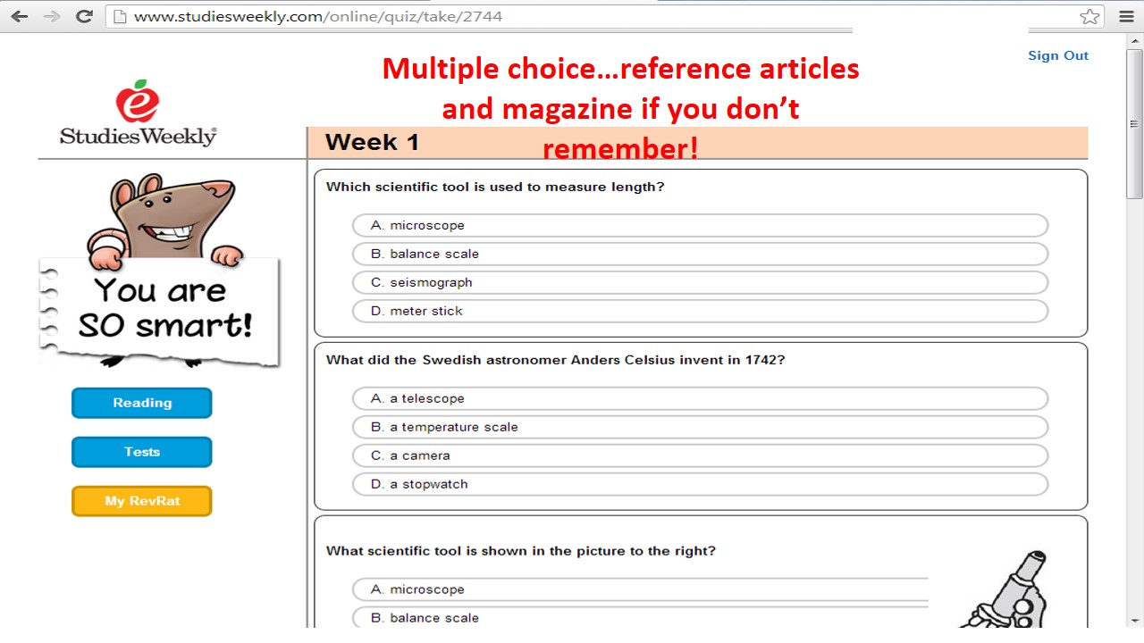 Mrs. Curran's 4th Grade Class: Science Studies Weekly Homework