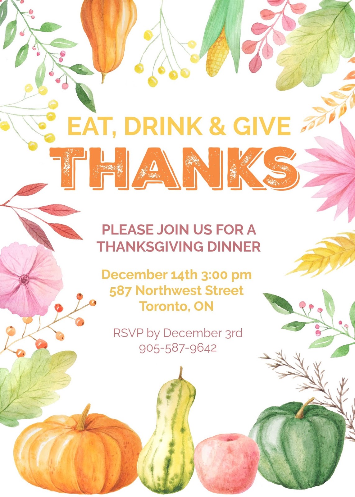 Editable Thanksgiving Invitation Template