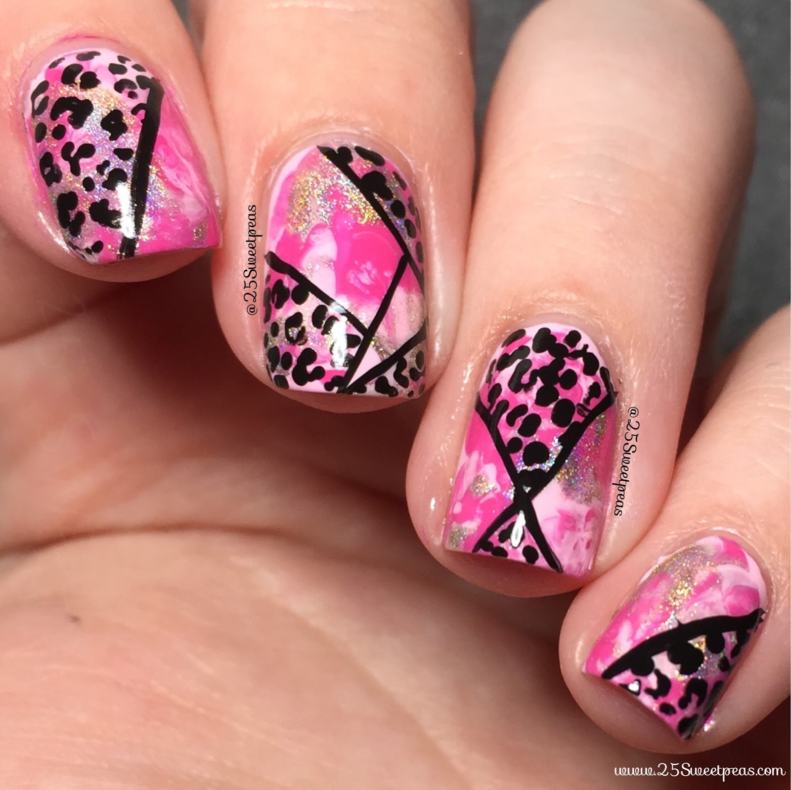 Abstract Valentines Cheetah Nails 25 Sweetpeas