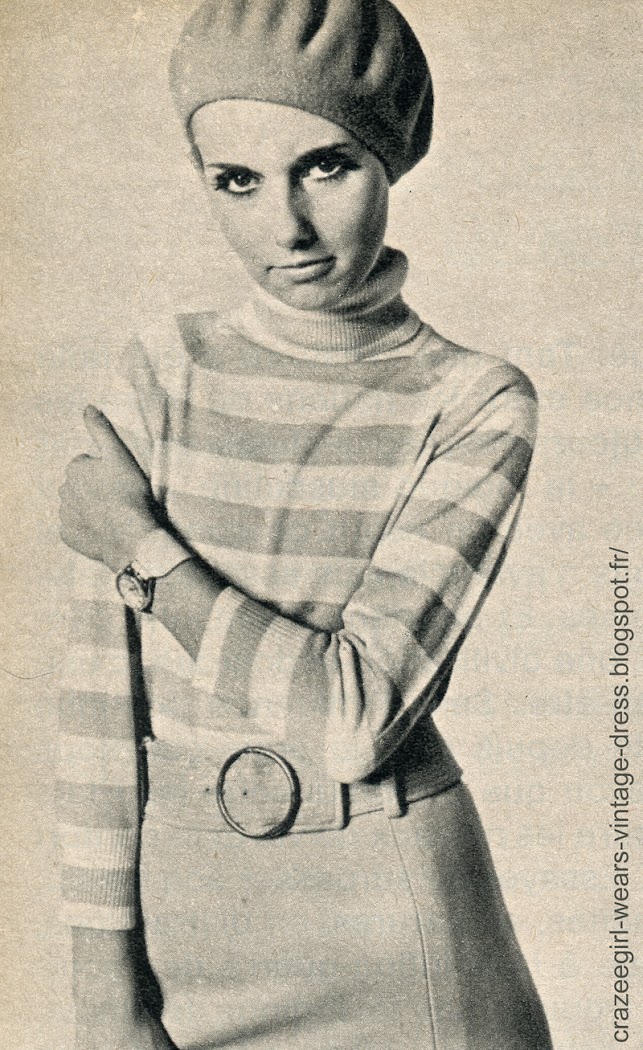    vintage knit sweater dress striped robe pull tricot rayé années 60 60s 1960 twiggy mod acribel createx