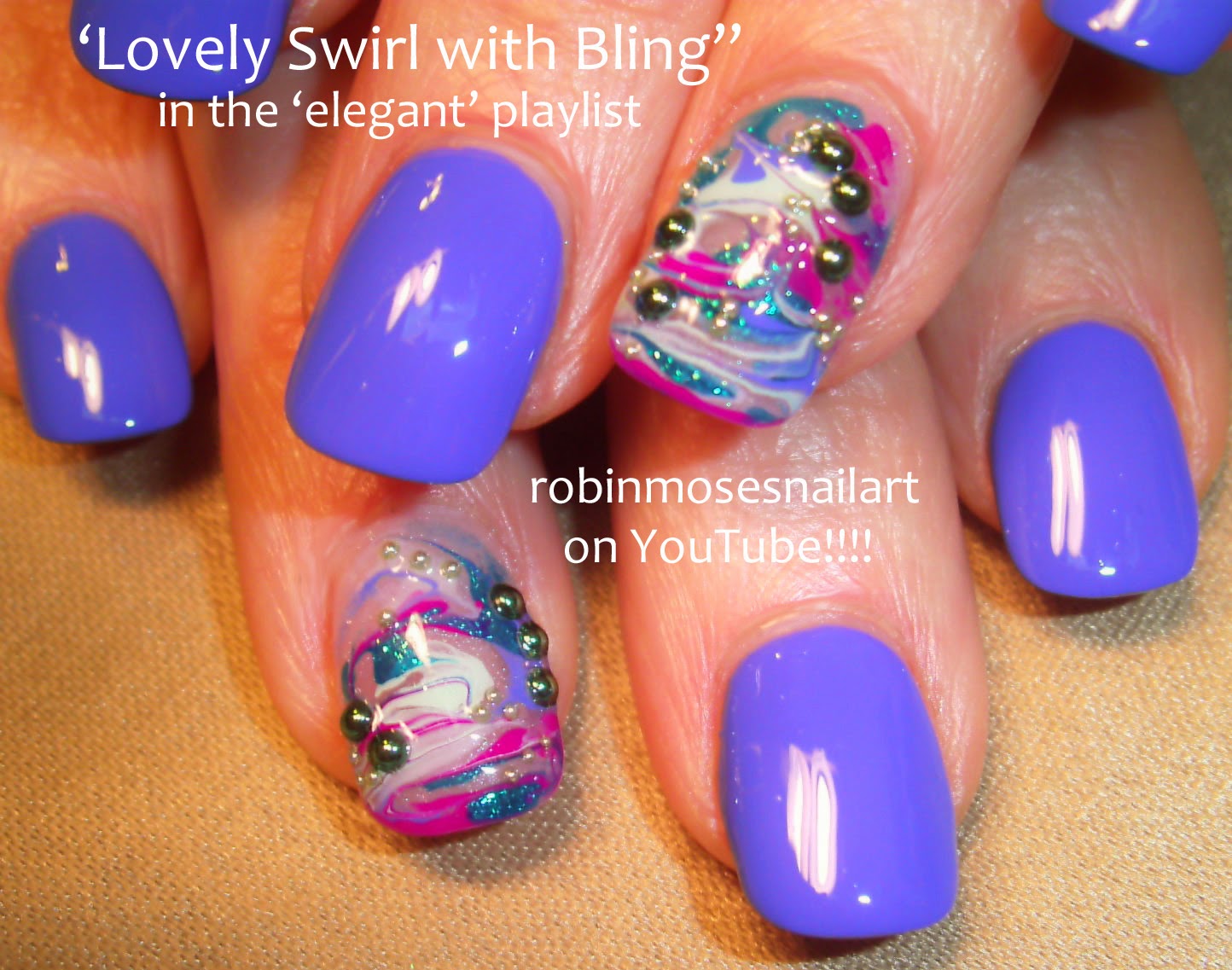 9. Purple and Blue Watercolor Nail Design - wide 1