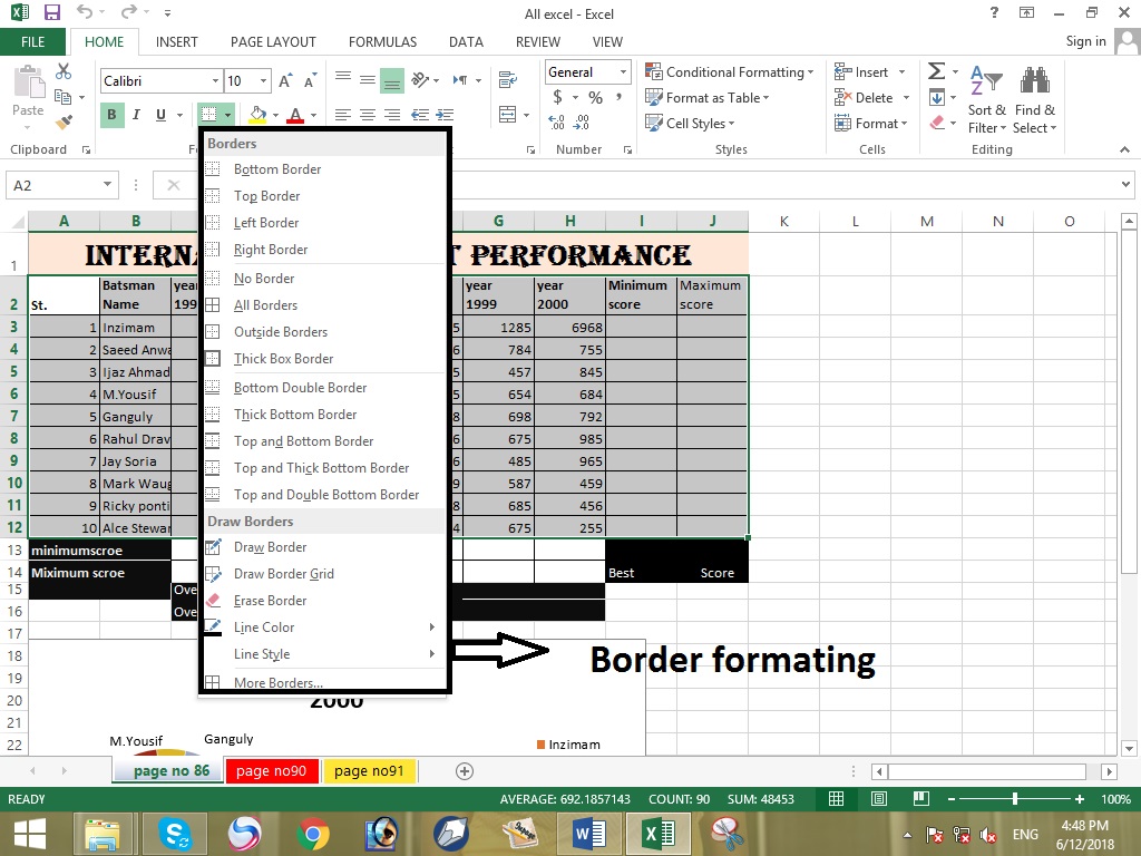 Formatting Borders in MS Excel computer free courses