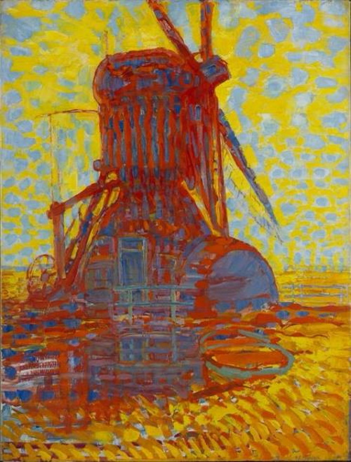 Moinho ao Sol - Piet Mondrian. Moinho ao Sol, pintura de Piet Mondrian #PraCegoVer