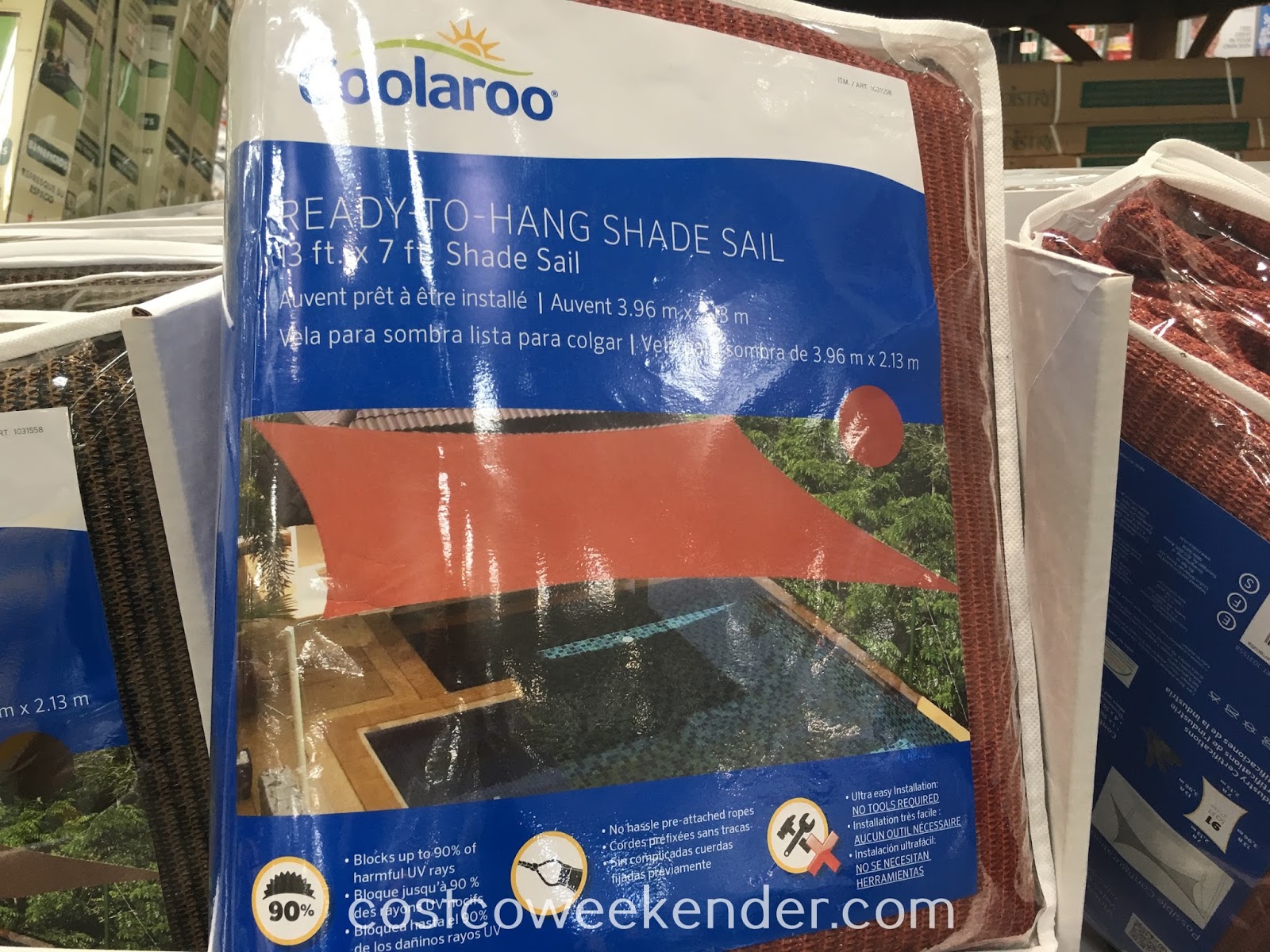 Coolaroo ReadytoHang Shade Sail (13' x 7') Costco Weekender