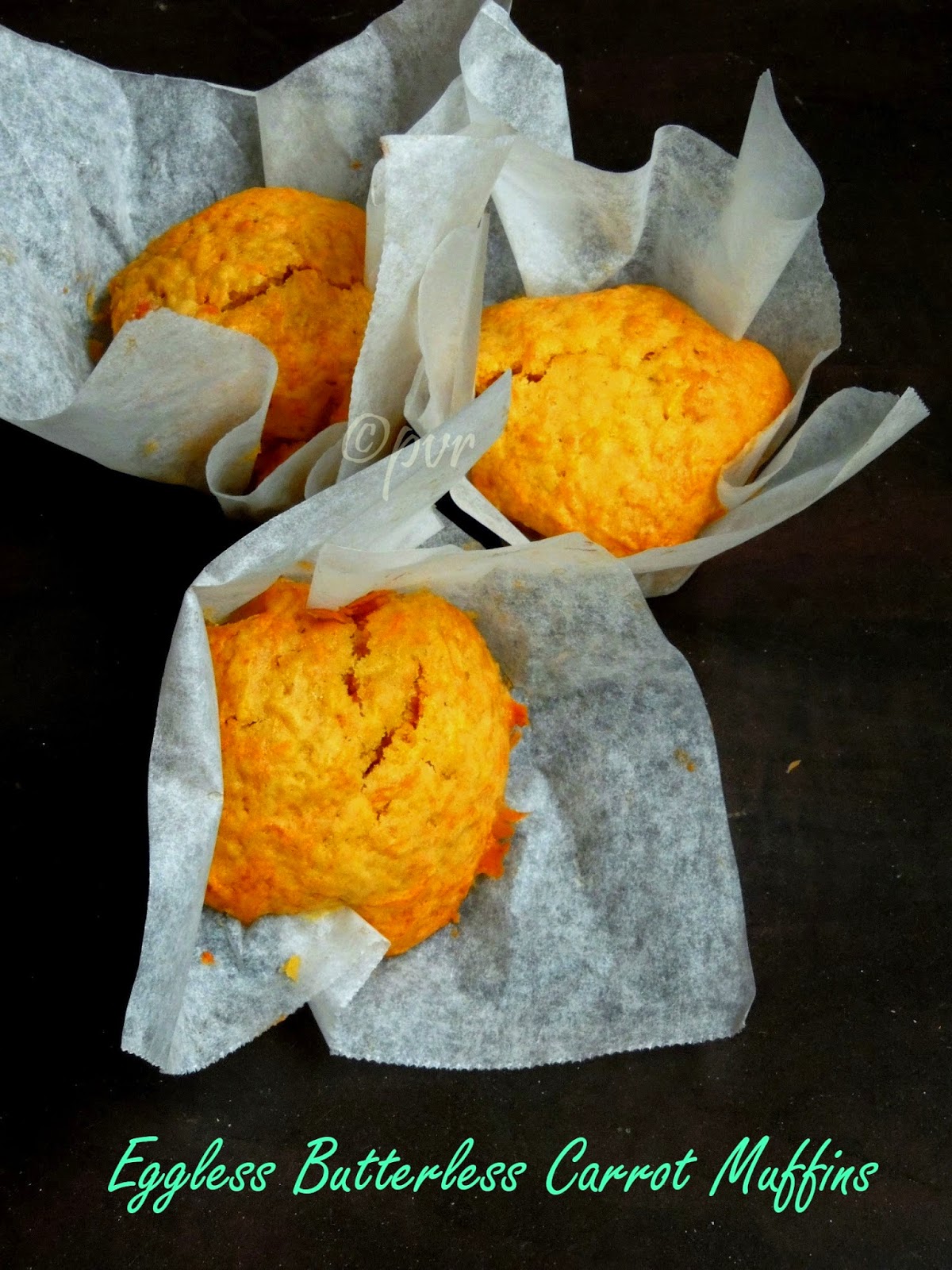 Priya's Versatile Recipes Eggless Butterless Carrot Muffin
