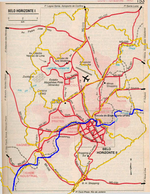 Mapa de acessos a Belo Horizonte