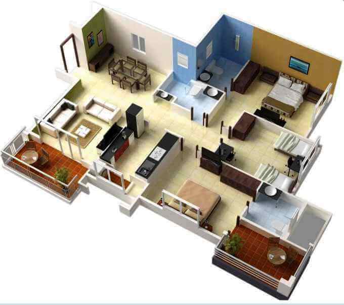Gambar Denah Rumah Minimalis 3 Kamar Tidur 3D Gambar Denah Rumah Minimalis 3 Kamar Tidur 3D