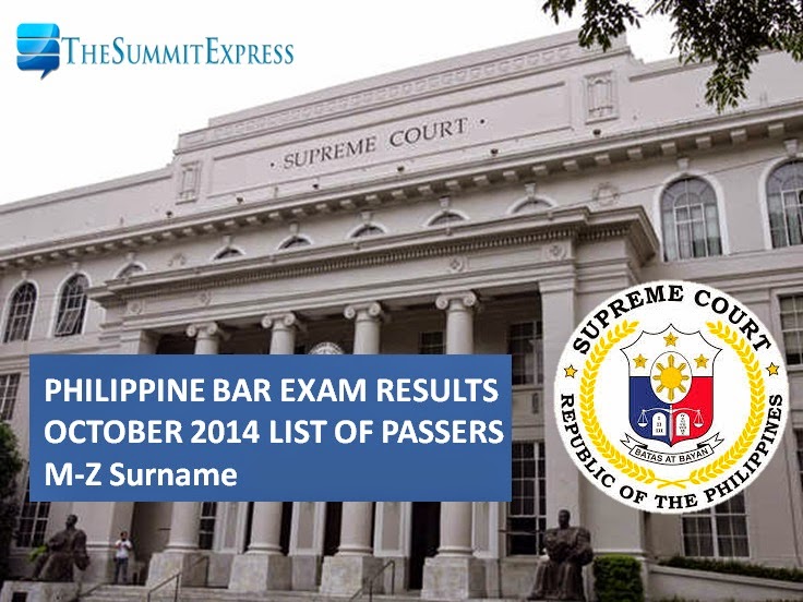 M-Z Passers: Philippine bar exam 2014 Official Results
