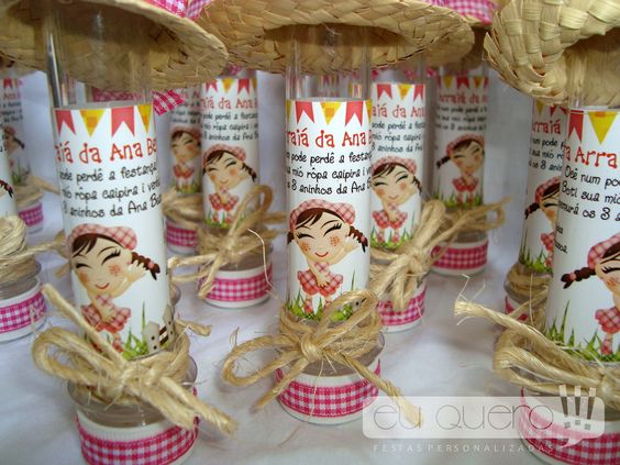 30 Tubetes decorados para festa junina 30 Tubetes decorados para festa junina