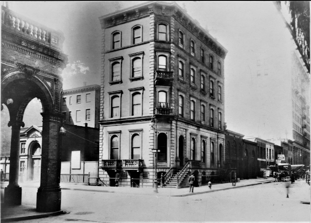 The New York Yacht Club occupied several rooms on the second floor of the American Jockey Club on the southwest corner of Madison Avenue and 27th Street. 