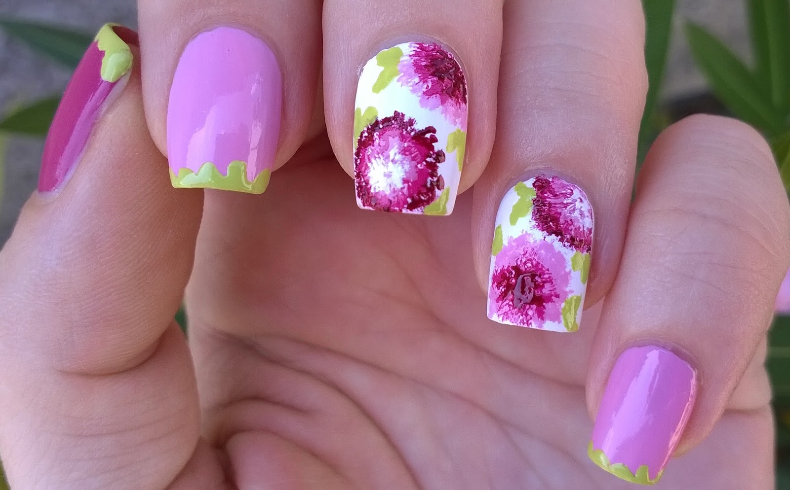 Life World Women Dry Brush Flowers Floral Nail Art Without Tool