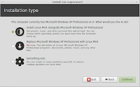 Select installation type, keep microsoft windows or not Select installation type, keep microsoft windows xp or windows vista, seven or not
