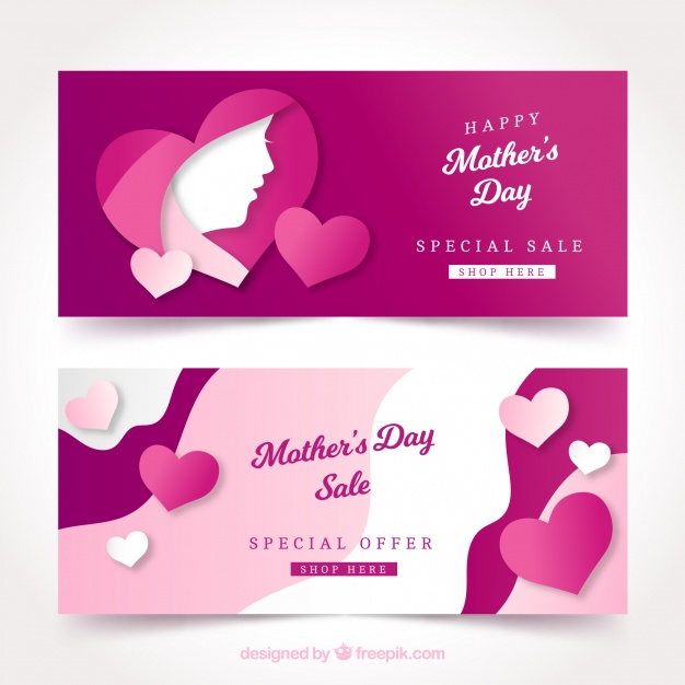 Cute banners of mother's day Free Vector