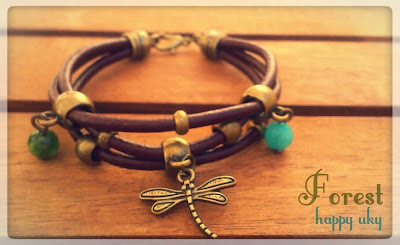 happy uky pulseras forest libelula bracelets  cuero handmade