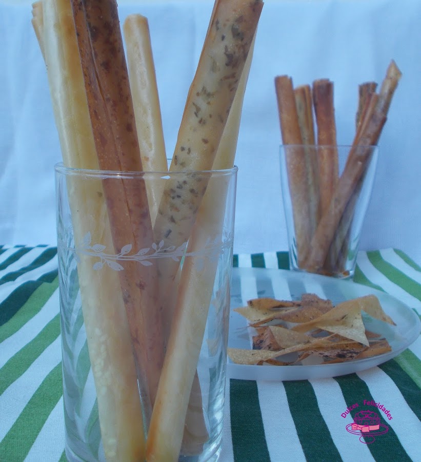 Rosquilletas especiadas y nachos de masa filo