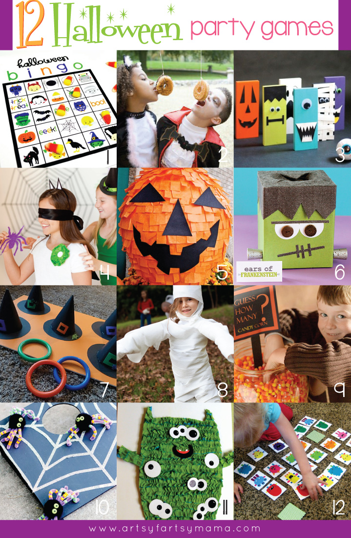12 Halloween Party Games at artsyfartsymama.com #Halloween #party #games #kids
