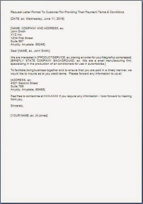 Sample Letter Asking For Credit Terms