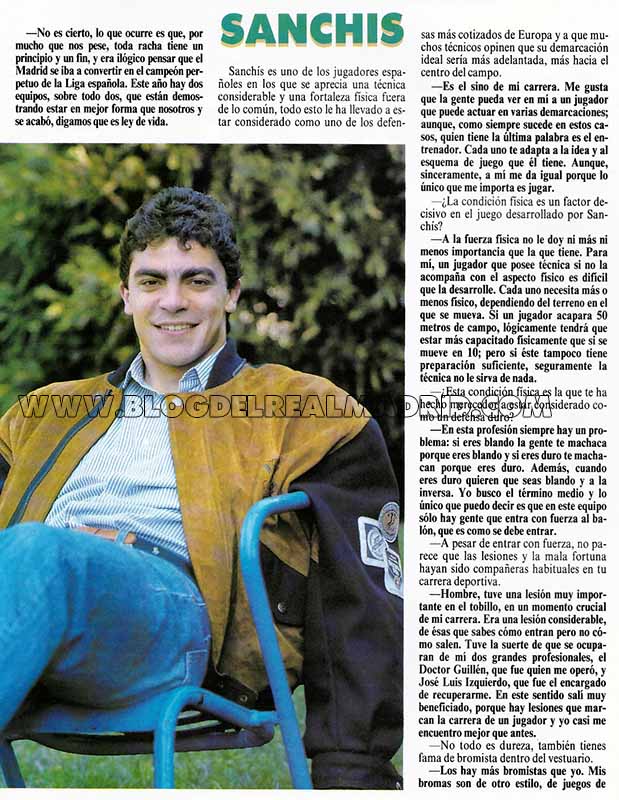 Manolo Sanchís Revista Oficial Real Madrid (1991) Blog del Real Madrid