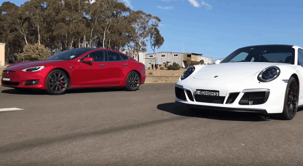 Tesla Model S P100d Vs Porsche 911 Carrera 4 Gts Drag Race