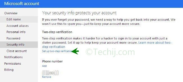 Microsoft two step Verification
