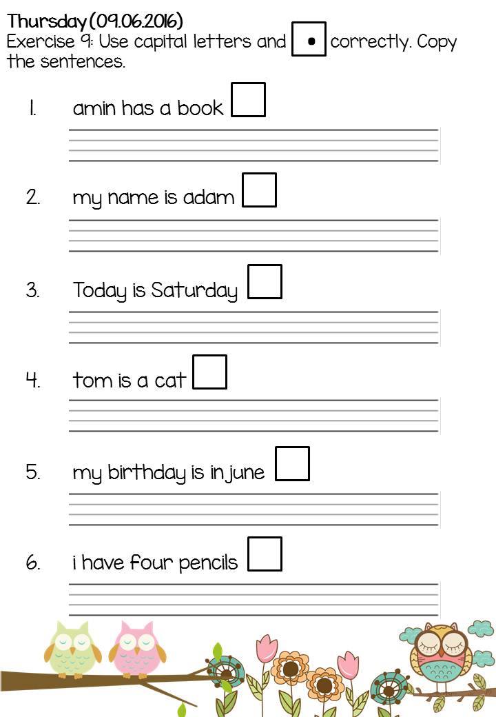 year 1 english homework sheets