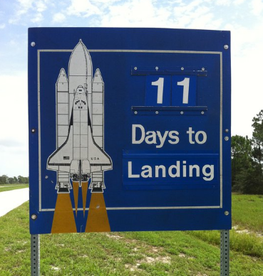 Days to Shuttle Landing Sign