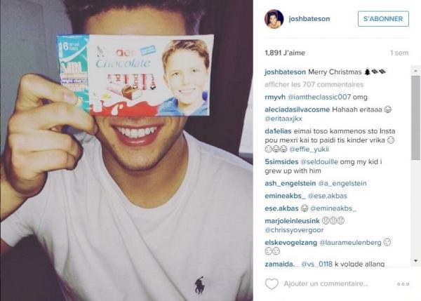Josh Bateson enfant chocolat kinder instagram