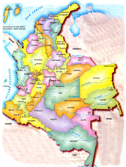mapa de colombia con departamentos y ciudades
