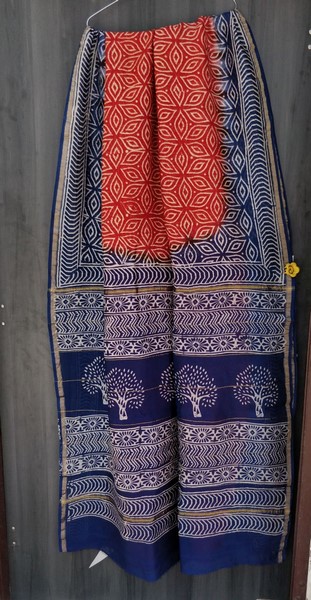 Exclusive New Hand Block printed chanderi silk sarees