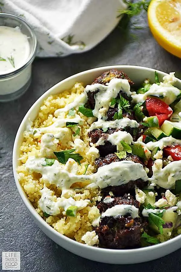 Greek Bowl with Meatballs Life Tastes Good