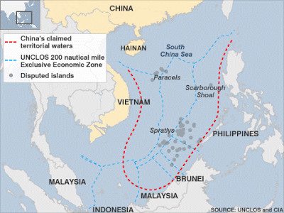 UNCLOS 200 nautical miles vs China claimed territorial waters