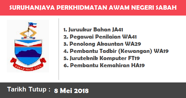 Jawatan Kosong di Suruhanjaya Perkhidmatan Awam Negeri Sabah Jawatan Kosong di Suruhanjaya Perkhidmatan Awam Negeri Sabah