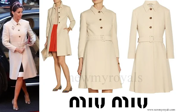 Princess Marie wore Miu Miu belted wool crepe coat