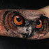 3D Owl head tattoo on arm 