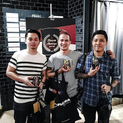  Source: Caffè Vergnano 1882. From left: third place winner Rudel Rivera, first place winner Joseph Bringcula, and second placer Stephen Wong.