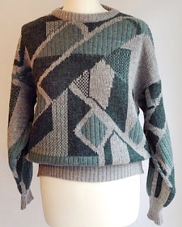 80s Geometric Grey Shades Sweater for Men