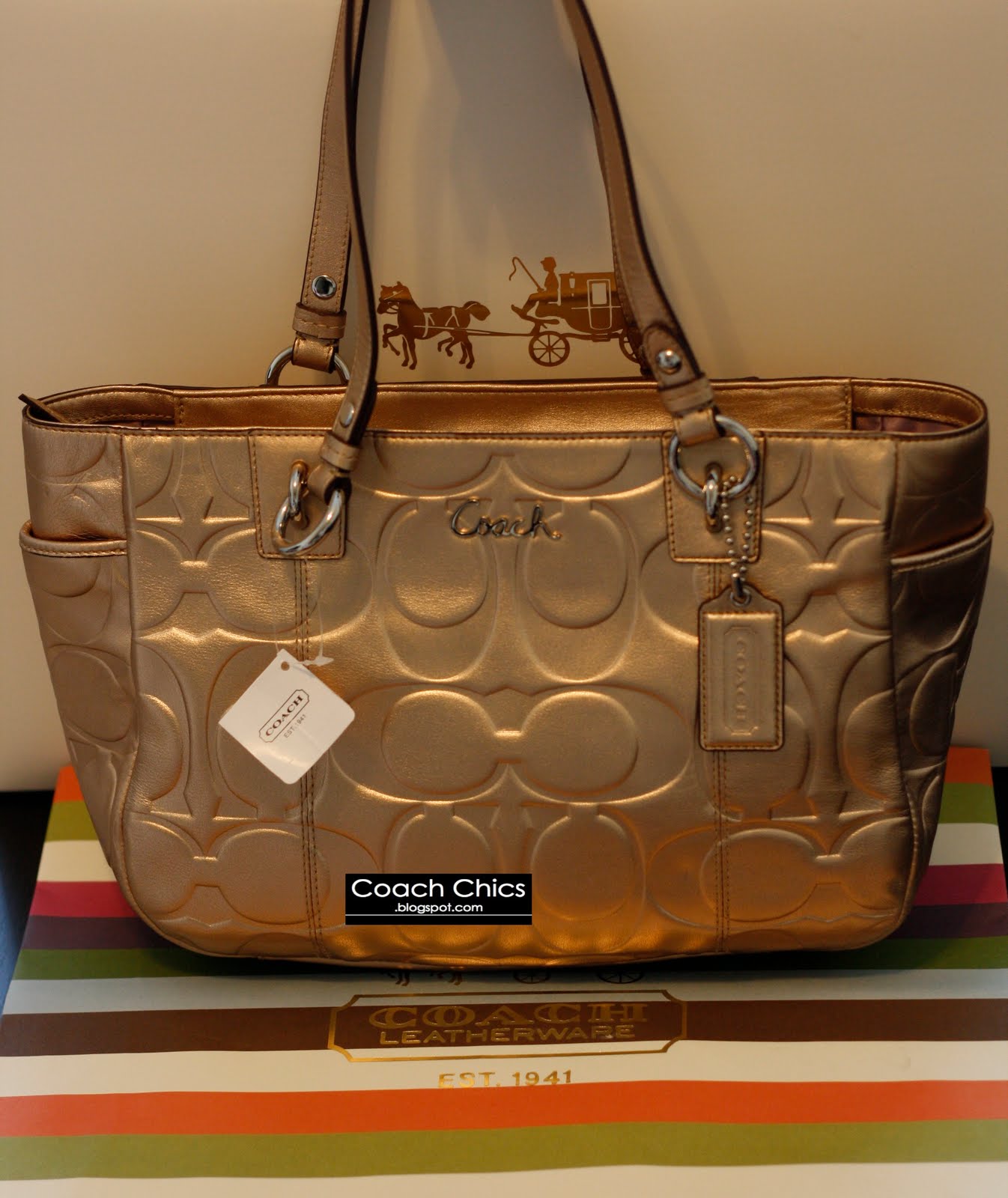 Coach Chics COACH Metallic Gold Embossed Gallery Tote