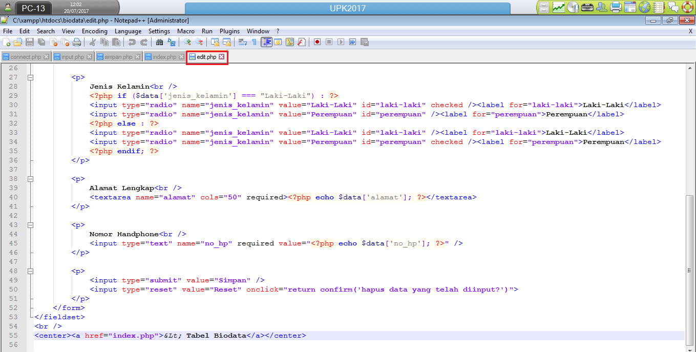 TUTORIAL MEMBUAT FORM BIODATA SEDERHANA (Input, Edit, Delete)