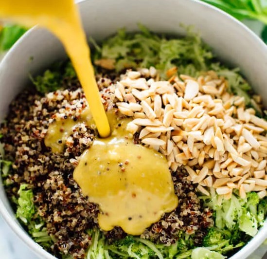 Quinoa Broccoli Slaw with Honey-Mustard Dressing #vegetarian #spring Quinoa Broccoli Slaw with Honey-Mustard Dressing #vegetarian #spring