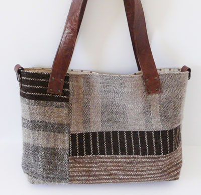 senhouse: Lovely tote bag with hand woven wool fabric