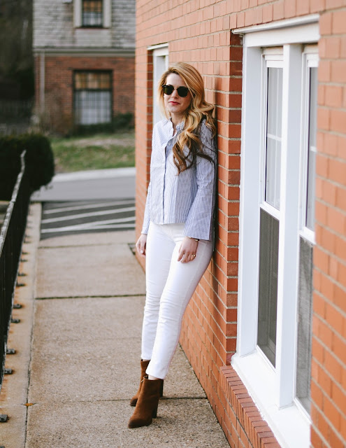 how to style white jeans in the winter