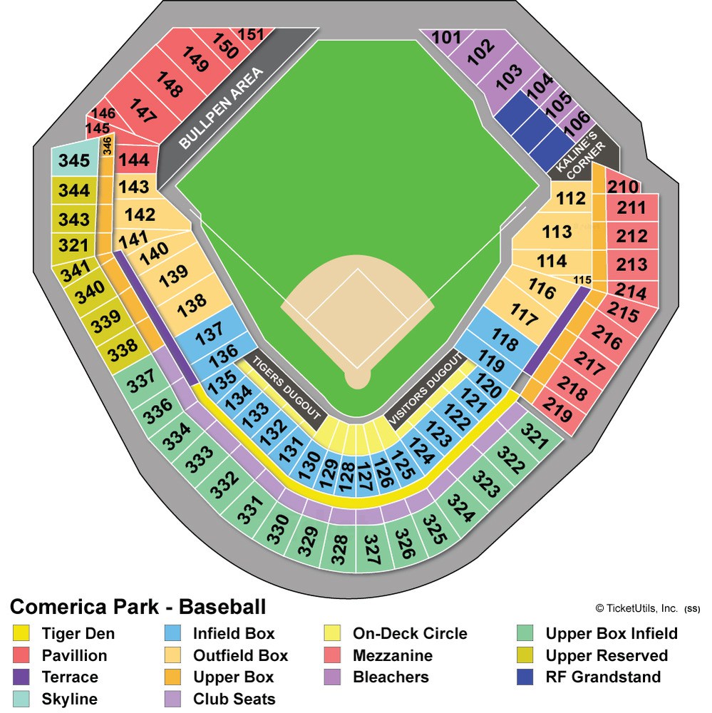 Comerica Park Seating Chart With Rows And Seat Numbers