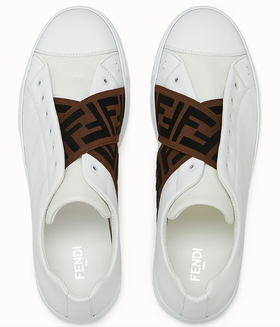 fendi white leather slip on