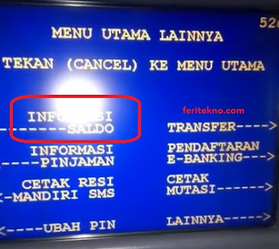 cara cek saldo mandiri lewat mesin atm 2
