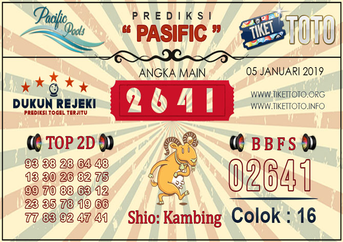 Prediksi Togel PASIFIC TIKETTOTO 05 JANUARI 2019