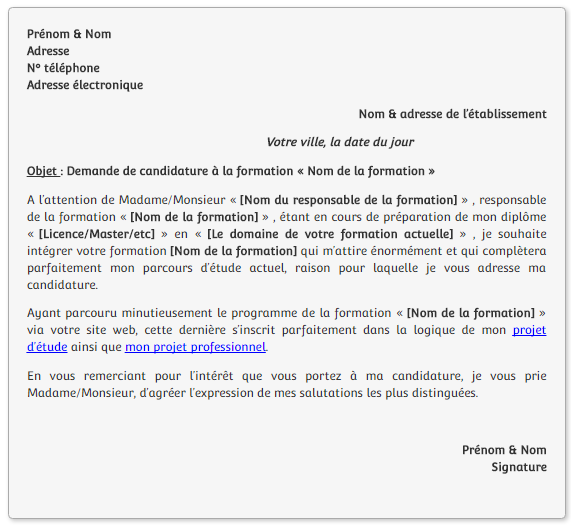 Exemples de lettres de motivation  Cours fsjes