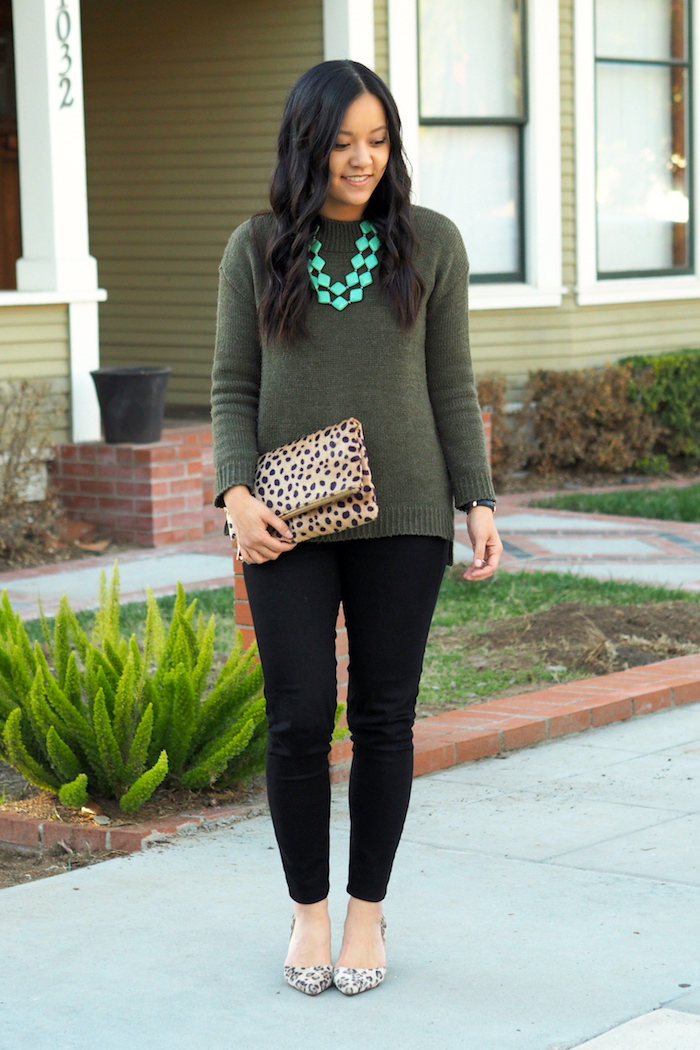 Putting Me Together How to Wear an Olive Sweater 3 Ways + 5