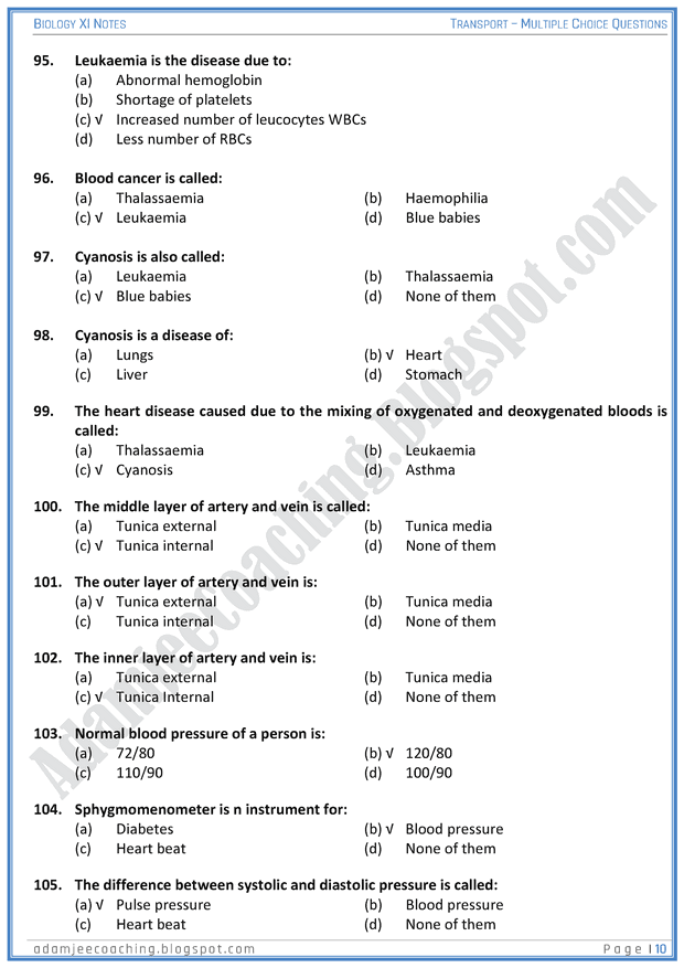 transportation-mcqs-biology-11th